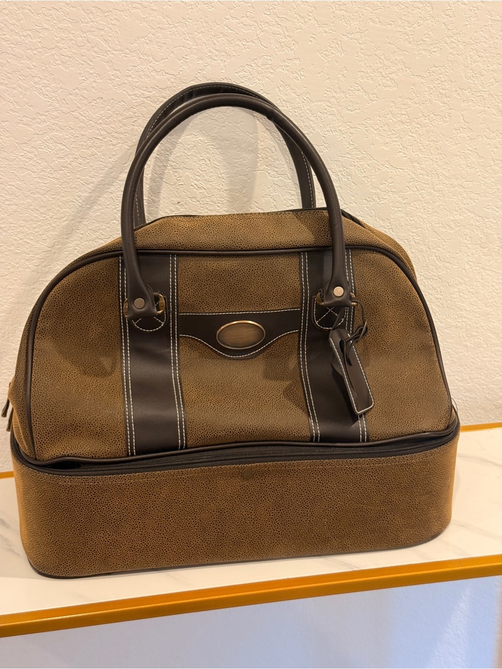 Leather-Trim Brown Men’s  Golf Bag